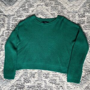 Emerald Green Crew Neck Cropped Sweater